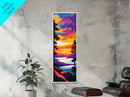 Mountain Lake, Twilight Glow, Framed Canvas Print, Nature Landscape Art, Cabin Wall Decor, Sunset Lake Painting, Outdoor Adventure Art