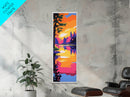 Autumn Pines, Golden Sunset, Framed Canvas Print, Woodland Wall Art, Cozy Nature Decor, Warm Fall Painting, Cabin Living Room Art