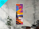 Lakeside Evening, Colorful Nature, Autumn Sunset, Framed Canvas Print, Landscape Wall Art, Living Room Decor, Vibrant Painting