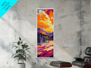 Old Western Town, Golden Sunset, Colorful Landscape, Framed Canvas Print, Rustic Wall Art, Country Home Decor, Warm Fall Aesthetic