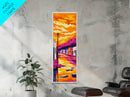 Desert Town Sunset, Southwest Landscape, Vibrant Colors, Framed Canvas Print, Boho Wall Art, Warm Tones, Southwestern Home Decor