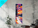 Forest Beach, Sunset Glow, Tranquil Scene, Nature Art, Canvas Print, Living Room Wall Decor, Fall Aesthetic, Serene Painting