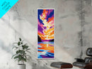 Fiery Sunset Lake, Water Reflection, Tranquil Nature Scene, Boho Canvas Print, Living Room Art, Modern Landscape, Fall Inspired