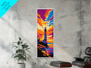 Lighthouse Glow, Coastal Landscape, Framed Canvas Print, Ocean Wall Art, Beach House Painting, Seaside Sunset, Living Room Decor