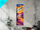 Desert Sunset, Southwest Art, Vibrant Adobe House, Colorful Western Print, Home Decor, Living Room Wall Art, Framed Canvas Print