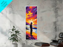 Lone Figure, Sunset Beach, Serene Ocean Scene, Moody Coastal Print, Contemplative Wall Art, Minimalist Aesthetic, Canvas Print