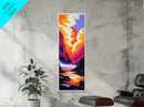 Mountain Sunset, River Reflection, Nature Escape, Framed Canvas Print, Boho Art, Living Room Decor, Scenic Landscape, Vibrant Colors