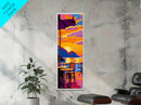 Sunset Balcony, Coastal, Vibrant, Relaxing, Framed Canvas Print, Sunset Art, Coastal Wall Art, Dining Room Decor, Beach Vibes