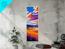 Mountain Meadow, Sunset Landscape, Nature Lover Art, Vibrant Sky Scene, Cozy Cabin Decor, Canvas Print, Bedroom Wall Art