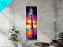 Fiery Bottle Artwork, Framed Canvas Print, Surreal Fantasy Art, Sunset Painting, Mystical Wall Decor, Home Aesthetic, Unique Gift