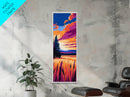 Lake Sunset, Scenic View, Mountain Horizon, Golden Glow, Canvas Print, Nature Wall Art, Living Room Decor, Cozy Rustic Home