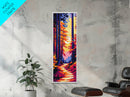 Autumn Forest, Sunset Glow, Framed Canvas Print, Cozy Home Decor, Fall Aesthetic Art, Serene Nature Artwork, Vibrant Tree Painting