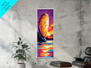 Ocean Waves, Sunset Sailing, Nautical Scene, Canvas Print, Coastal Wall Art, Vibrant Seascape, Beach House Decor, Living Room Painting
