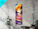 Vibrant Water Reflection, Sunset Lake Scene, Modern Nature Art, Warm Tones Print, Living Room Decor, Framed Canvas Print