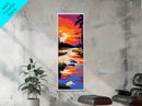 Sunset River Landscape, Vibrant Fall Art, Warm Nature Print, Relaxing Home Decor, Rustic Cabin Wall Art, Framed Canvas Print