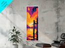 Lake Dock, Rustic, Peaceful, Warm, Framed Canvas Print, Waterfront Art, Cabin Decor, Lodge Wall Art, Living Room Artwork, Sunset Glow