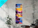 Serene River, Vibrant Sky, Mountain View, Framed Canvas Print, Cabin Wall Art, Fall Home Decor, Nature Artwork, Gift Idea