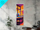 Vibrant Bar Scene, Sunset Wall Art, Modern Decor, Framed Canvas Print, Colorful Home Art, Warm Tones, Dining Room Art, Rustic Aesthetic