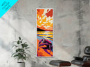 Beach Crab Art, Coastal Wall Decor, Ocean Scene, Framed Canvas Print, Vibrant Beach Painting, Nautical Home Art, Warm Color Palette