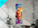 Spiral Shell Art, Ocean Inspired Decor, Coastal Beach House Art, Framed Canvas Print, Nautical Wall Art, Vibrant Marine Aesthetic