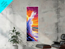Ocean Wave Crash, Dramatic Seascape, Vibrant Coastal Art, Framed Canvas Print, Nautical Home Decor, Bold Colorful Aesthetic, Beach House
