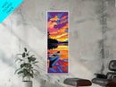 Canoe Lake, Peaceful Sunset, Framed Canvas Print, Rustic Cabin Decor, Minimalist Landscape, Living Room Wall Art, Nature Painting