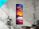 Beach Sunset, Ocean Waves, Vibrant Colors, Framed Canvas Print, Coastal Wall Art, Tropical Art, Bedroom Decor, Summer Painting