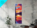 Vibrant Sunset, Water Reflections, Dreamy Landscape, Framed Canvas Print, Nature Painting, Relaxing Art, Living Room Wall Decor