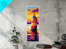 Buoy on Water, Nautical Scene, Sunset Reflection, Ocean Colors, Framed Canvas Print, Coastal Home Decor, Beach House Wall Art, Gift