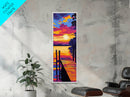 Lakeside Dock, Sunset Wall Art, Serene Nature Decor, Peaceful Landscape Print, Relaxing Cabin Aesthetic, Warm Tones, Framed Canvas Print