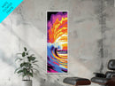 Crashing Wave, Ocean Wall Art, Surf Aesthetic Print, Tropical Beach Decor, Vibrant Seascape Painting, Coastal Vibes, Framed Canvas Print