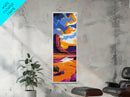 Desert Buttes, Southwest Landscape, Sunset Sky, Vibrant Scenery, Framed Canvas Print, Western Home Decor, Rustic Wall Art, Office Art