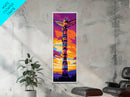 Totem Pole, Sunset Wall Art, Native American Art, Vibrant Home Decor, Tribal Artwork, Living Room Wall Art, Framed Canvas Print