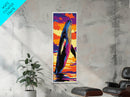Breaching Whale, Ocean Sunset, Marine Life, Nautical Decor, Framed Canvas Print, Coastal Home, Sea Life, Beach House Wall Art