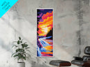 Waterfall Sunset, Serene Nature Art, Vibrant Landscape Painting, Canvas Print, Wilderness Wall Decor, Cabin Home Aesthetic, Boho