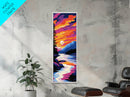 Sunset River, Tranquil Lake, Colorful Sky, Nature Art, Framed Canvas Print, Bedroom Decor, Rustic Cabin Landscape Aesthetic