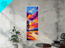 Golden River, Sunset Meadow, Vibrant Sky, Nature Wall Art, Framed Canvas Print, Boho Home Decor, Peaceful Landscape Aesthetic