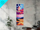 Rolling Hills, Vibrant Wheat Field, Sunset Skies, Nature Art, Framed Canvas Print, Dining Room Decor, Cozy Farmhouse Aesthetic