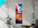 Scenic Prairie, Colorful Landscape, Sunset Reflection, Warm Nature Art, Framed Canvas Print, Office Decor, Cozy Autumn Aesthetic