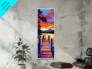 Dock Sunset Reflection, Framed Canvas Print, Lake Wall Art, Nature Decor, Sunset Art, Vibrant Landscape, Modern Art, Large Wall Art