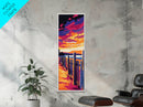 Beach Fence, Framed Canvas Print, Ocean Wall Art, Beach House Decor, Nautical Art, Vibrant Sunset, Relaxing Wall Art, Modern Landscape