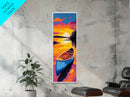 Sunset Canoe, Vibrant Lake Art, Nature Wall Decor, Framed Canvas Print, Living Room Art, Cabin Art, Colorful Sunset, Rustic Home