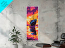 Fishing Boat, Vibrant Seascape, Nautical Wall Art, Framed Canvas Print, Ocean Sunset, Coastal Home Decor, Bold Color Painting