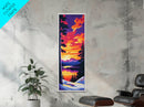 Mountain View, Winter Landscape, Snowy Forest, Sunset Glow, Nature Scene, Rustic Decor, Cozy Cabin, Living Room, Canvas Print