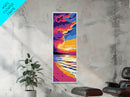 Beach Sunset, Dramatic Clouds, Ocean View, Coastal Home, Serene Atmosphere, Relaxing Art, Living Room, Framed Canvas Print