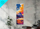 Mountain Reflection, Vibrant Colors, Snow Peak, Serene Nature, Rustic Decor, Cabin Wall Art, Living Room, Framed Canvas Print