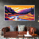 Flowing Mountain Stream, Canvas Print, Vibrant Nature Art, Tranquil Landscape, Rustic Home Decor, Boho Aesthetic, Office Wall Art