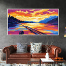 Fishing Sunset, Lake, Framed Canvas Print, Colorful Fishing Wall Art, Rustic Cabin Decor, Nature Art, Man Cave Gift, Living Room Art