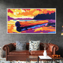 Floating Log, Sunset Water, Framed Canvas Print, Tranquil Lake Scene, Rustic Wilderness Art, Cabin Wall Decor, Home Artwork, Bedroom Art