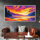 River Mountains, Sunset,Canvas Print, Vibrant Nature Art, Scenic Wall Decor, Rustic Lodge Artwork, Travel Lovers Gift, Living Room Art
